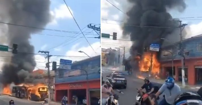 Ônibus em chamas trafega desgovernado por São Paulo e causa pânico; ninguém se feriu
