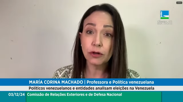 María Corina Machado pede reconhecimento de Edmundo González como presidente da Venezuela ao Brasil