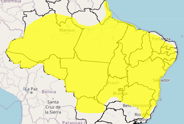 Alerta de chuvas intensas atinge DF e 22 Estados com riscos de danos