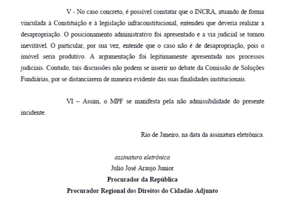 CNJ rejeita análise do processo de desapropriação da família Bettim pelo Incra