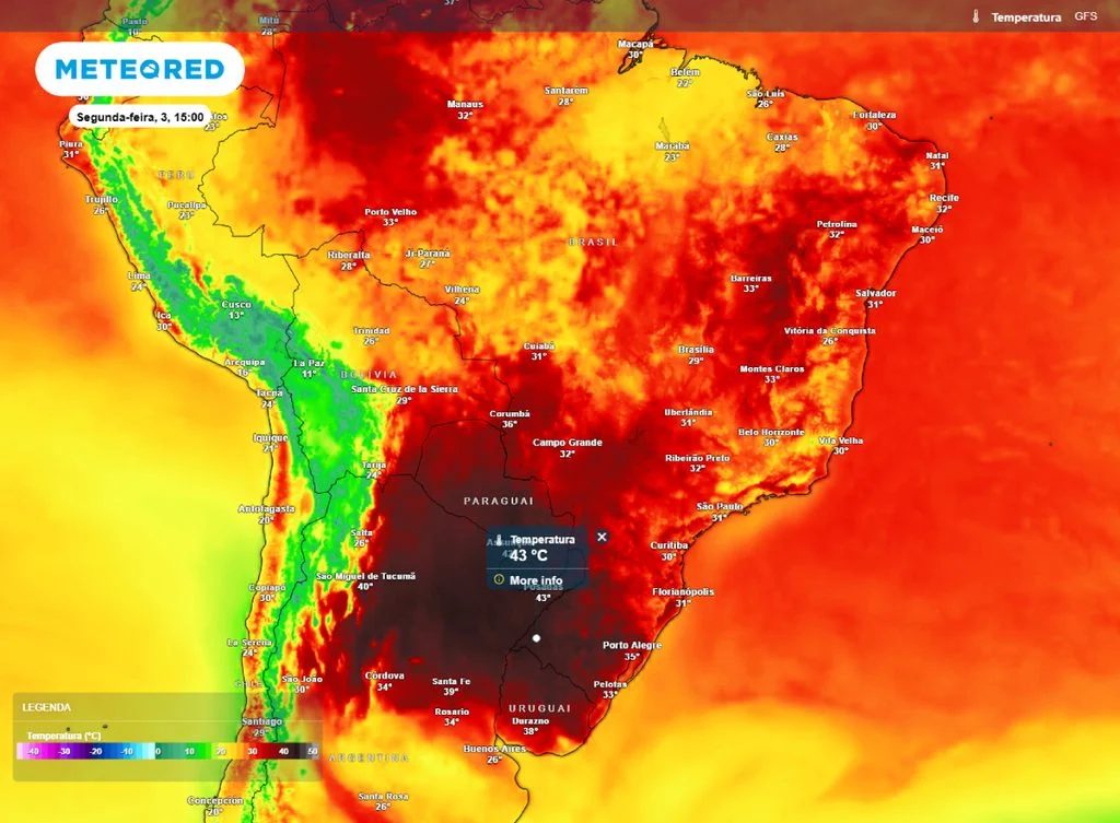 Onda de calor continua a pressionar várias regiões do Brasil enquanto chuvas intensas se aproximam.